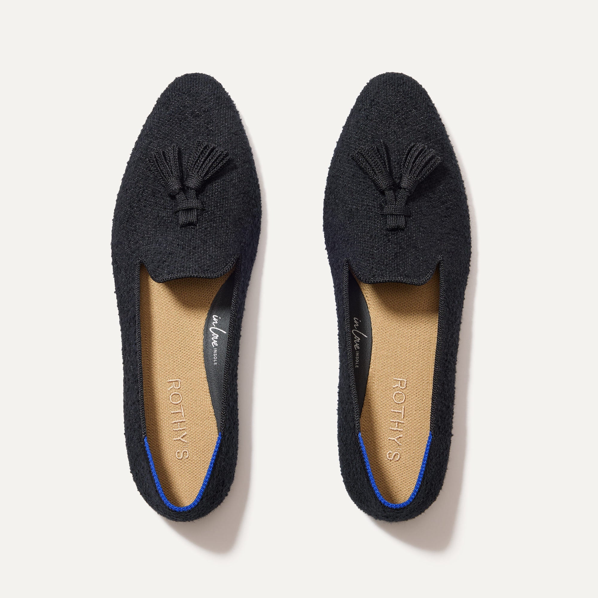 The Almond Tassel Loafer - Black Bouclé